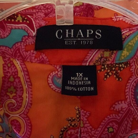 chaps PAISLEY BUTTON DOWN COLLARED WOMAN COTTON SHIRT SIZE US 1X - Picture 10 of 10